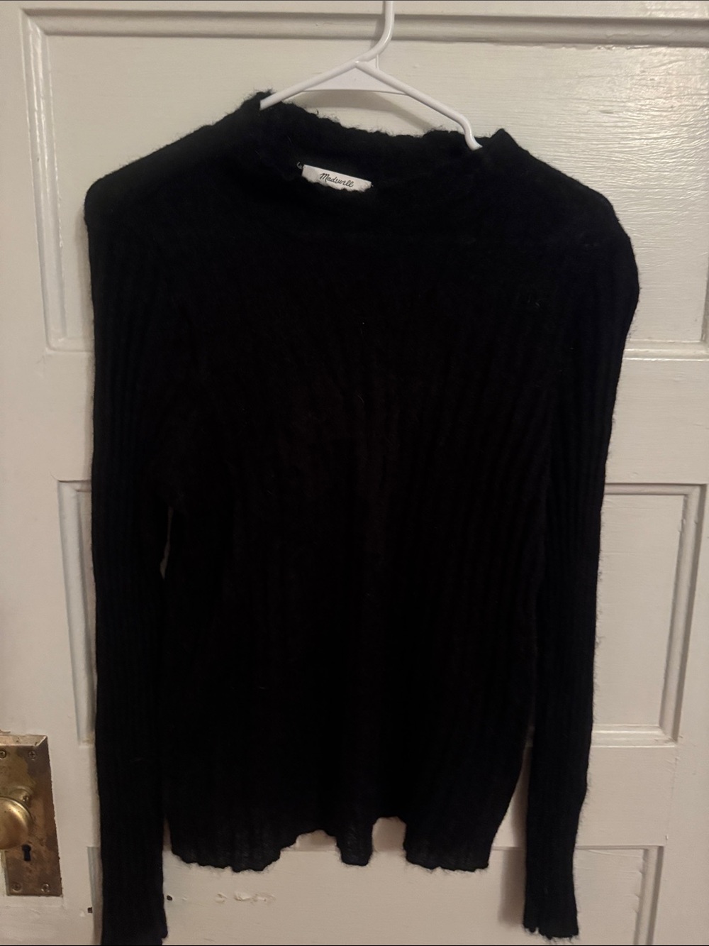 Madewell Black Ribbed Mock-Neck Sweater